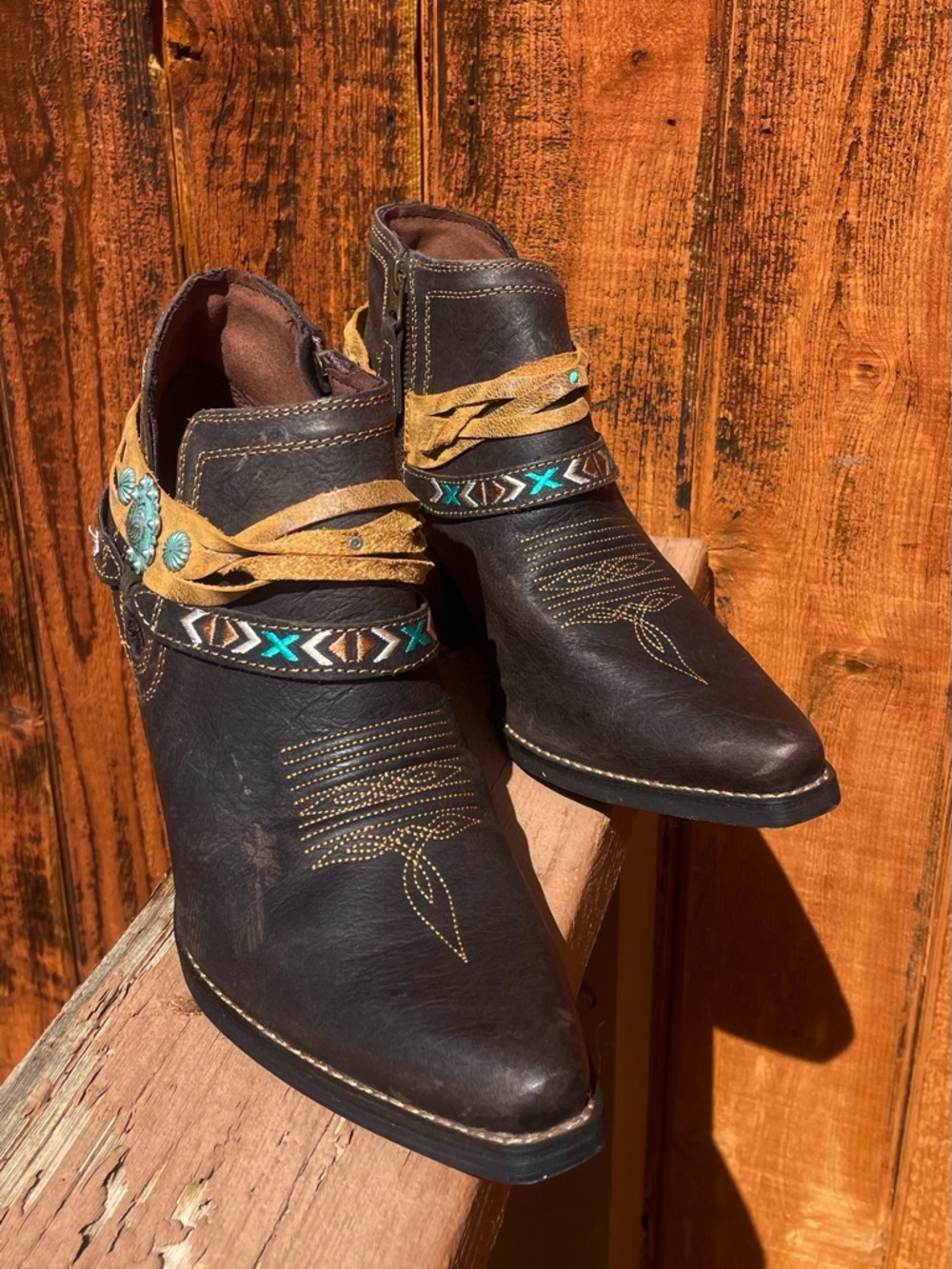 Crush by Durango® Women's Dark Chestnut embellished Western Bootie 8.5